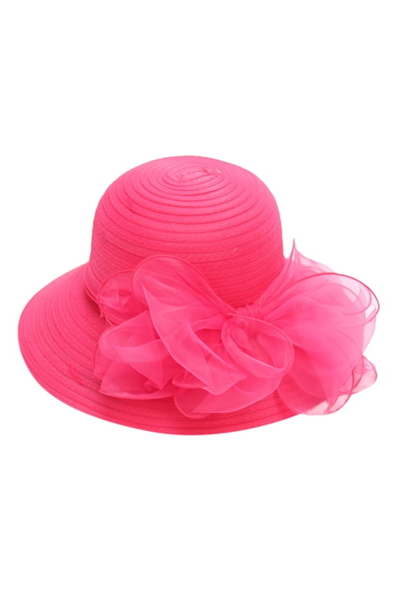 Derby Hats for Women 2026 Women's Elegant Organza Kentucky Fascinator Summer Lightweight Trendy for Church, Tea Party, Weddings Hats, Hot Pink