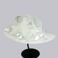 thumbnail image 1 of Derby Hats for Women Ladies Women Bowler Church Fascinators for Tea Party Bridal Wedding Church Dress Hat Wide Brim Sun Hats White, 1 of 4