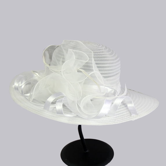 Derby Hats for Women Ladies Women Bowler Church Fascinators for Tea Party Bridal Wedding Church Dress Hat Wide Brim Sun Hats White