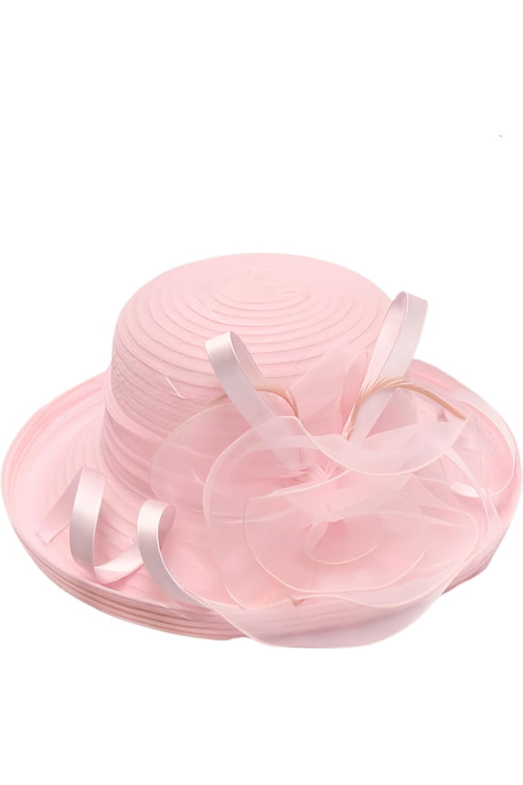 Fascinator Flower Polyester Wedding Church Tea Party Fedora Hat, Pink, Women