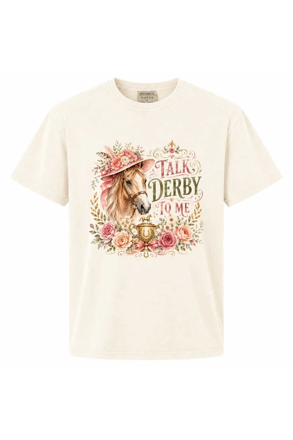 Derby Horse Shirt Elegant Watercolor Floral Horse Racing Graphic T-Shirt for Derby Day Women and Horse Lovers