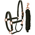 thumbnail image 1 of Derby Originals Desert Rose Collection Rose Gold Reflective Safety Stable Horse Halters with Matching Lead Ropes, 1 of 4