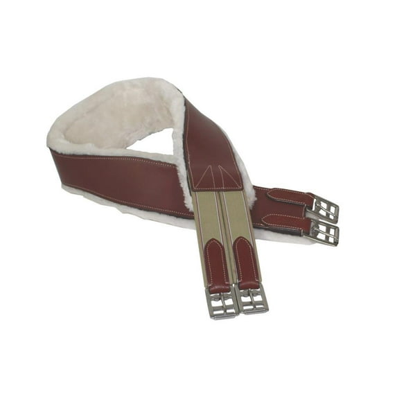 Derby Originals Removable Fleece Lined Overlay Leather English Girth w/ D Ring- 50"