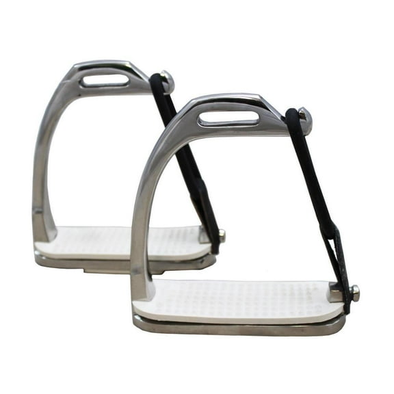 Derby Originals Stainless Steel Weighted Peacock Safety Stirrup Fillis Irons with Rubber Pads