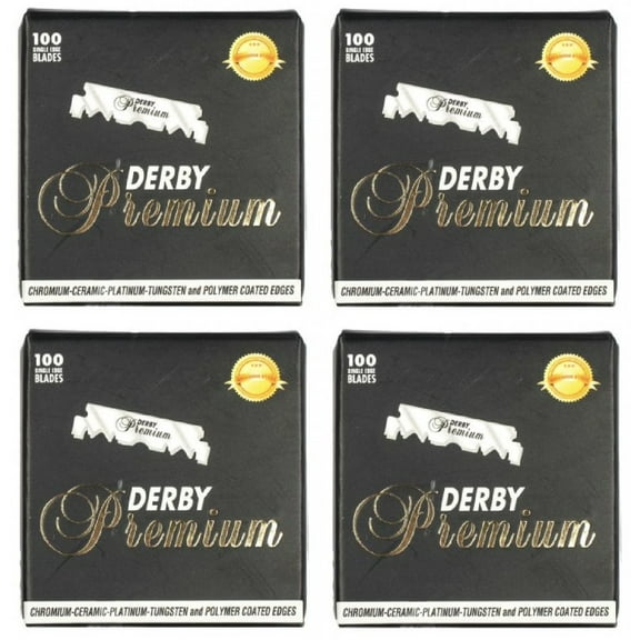 Derby Premium Single Edge Razor Blades with Swedish Steel, 100 Count (Pack of 4)