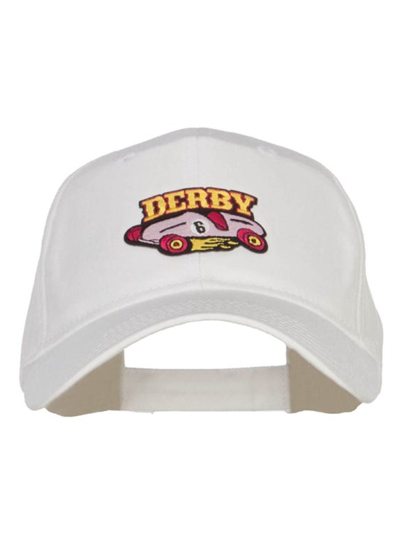 Derby Race Car Patched Cotton Cap - White OSFM