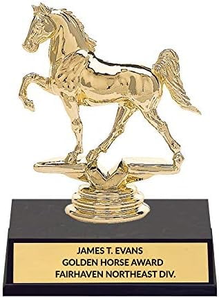 Derby Horse Race Trophy - 5 Inch Gold Horse Figure On Black Base With Free Engraving
