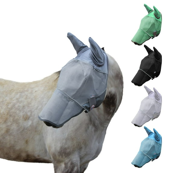 Derby Reflective Fly Mask with Ears & Nose Cover -Medium (Cob) - Grey