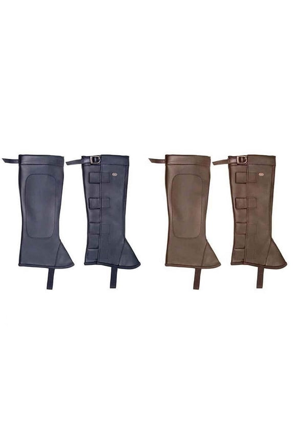 Derby Synthetic Leather Half Chaps with Velcro - Black - Small