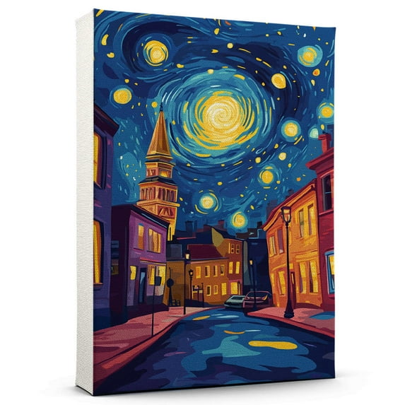 Derbys Travel Canvas Art Print, Kansas Wall Canvas Starry Night, Derbys Canvas Painting decorKansas Travel Picture -97AZ373