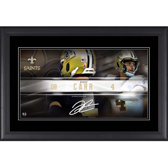 Derek Carr New Orleans Saints Framed 10" x 18" Player Nameplate Collage