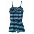 thumbnail image 1 of Derek Heart Big Girls Blue Striped Fringe Front Romper Small (6-6X), 1 of 1