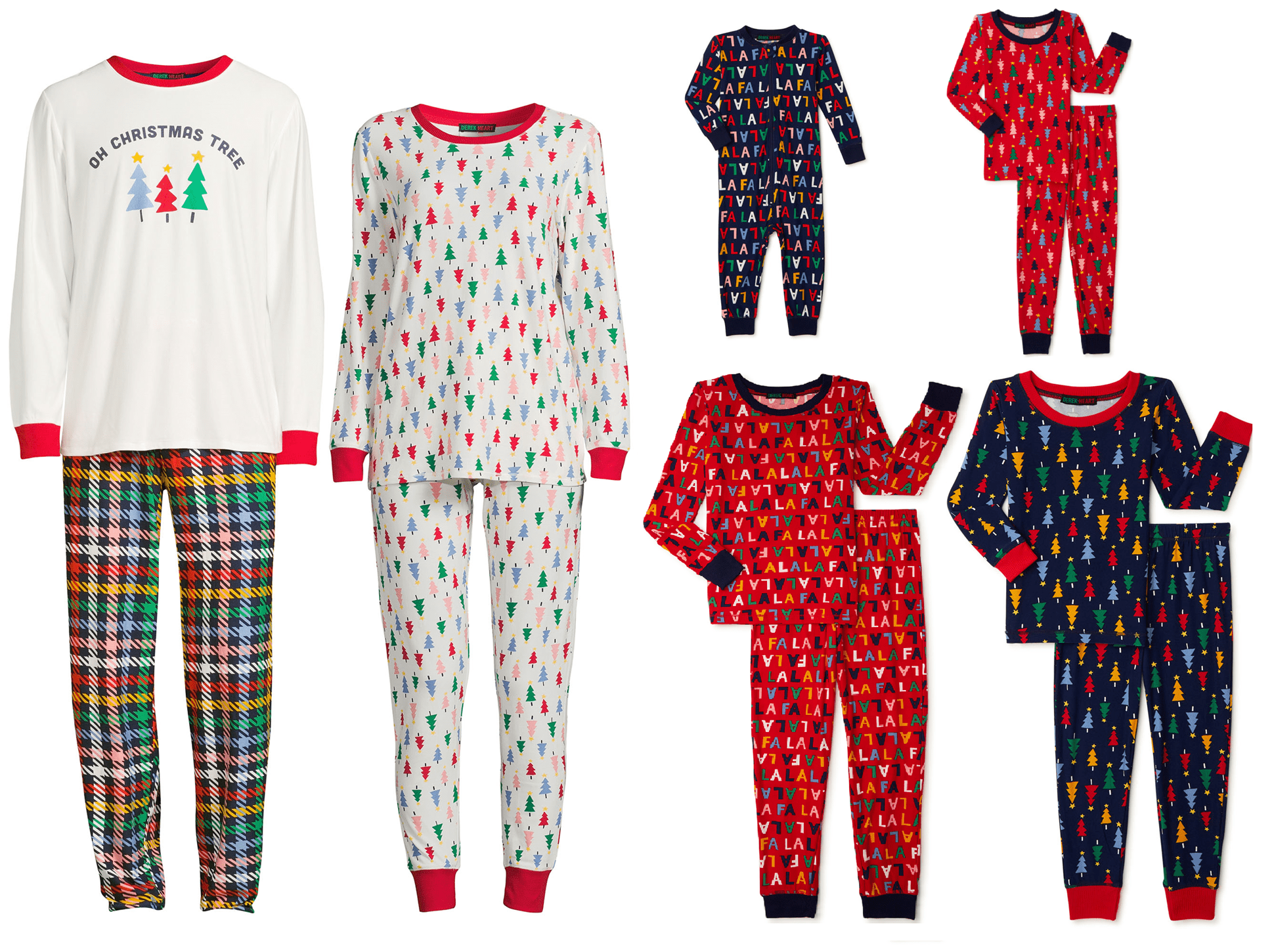Derek Heart Christmas Trees Holiday Matching Family Christmas Pajamas Women's Sleepwear Set, 2-Piece, Sizes S-3XL