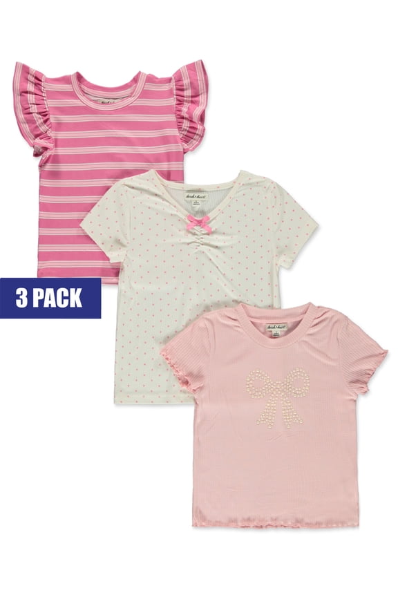 Girls' 3-Pack T-Shirts Color: fuchsia Size: 10