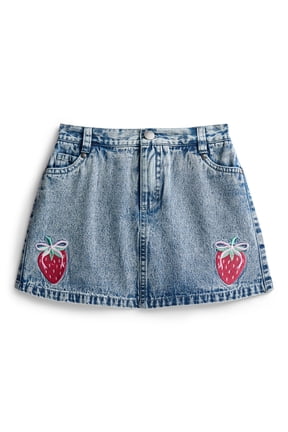 Girls Embroidered Denim Skirt, Sizes 5-16