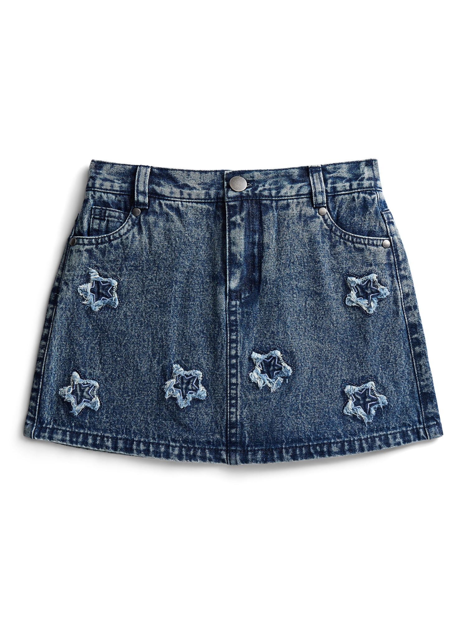 Derek Heart Girls Frayed Star Denim Skirt, Sizes 5-16