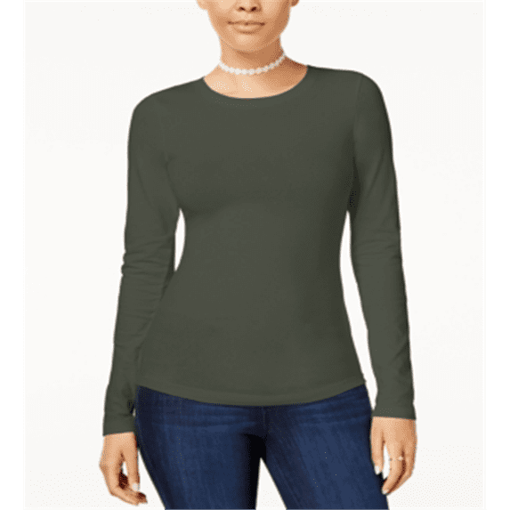 Derek Heart Junior's Long Sleeve T-Shirt Green Size Small