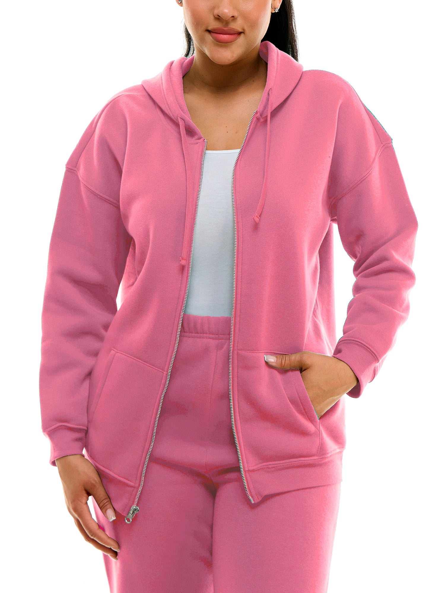 Derek Heart Junior s Oversized Zip up Hoodie with Drop Shoulder and Kangaroo pocket Boyfriend fit
