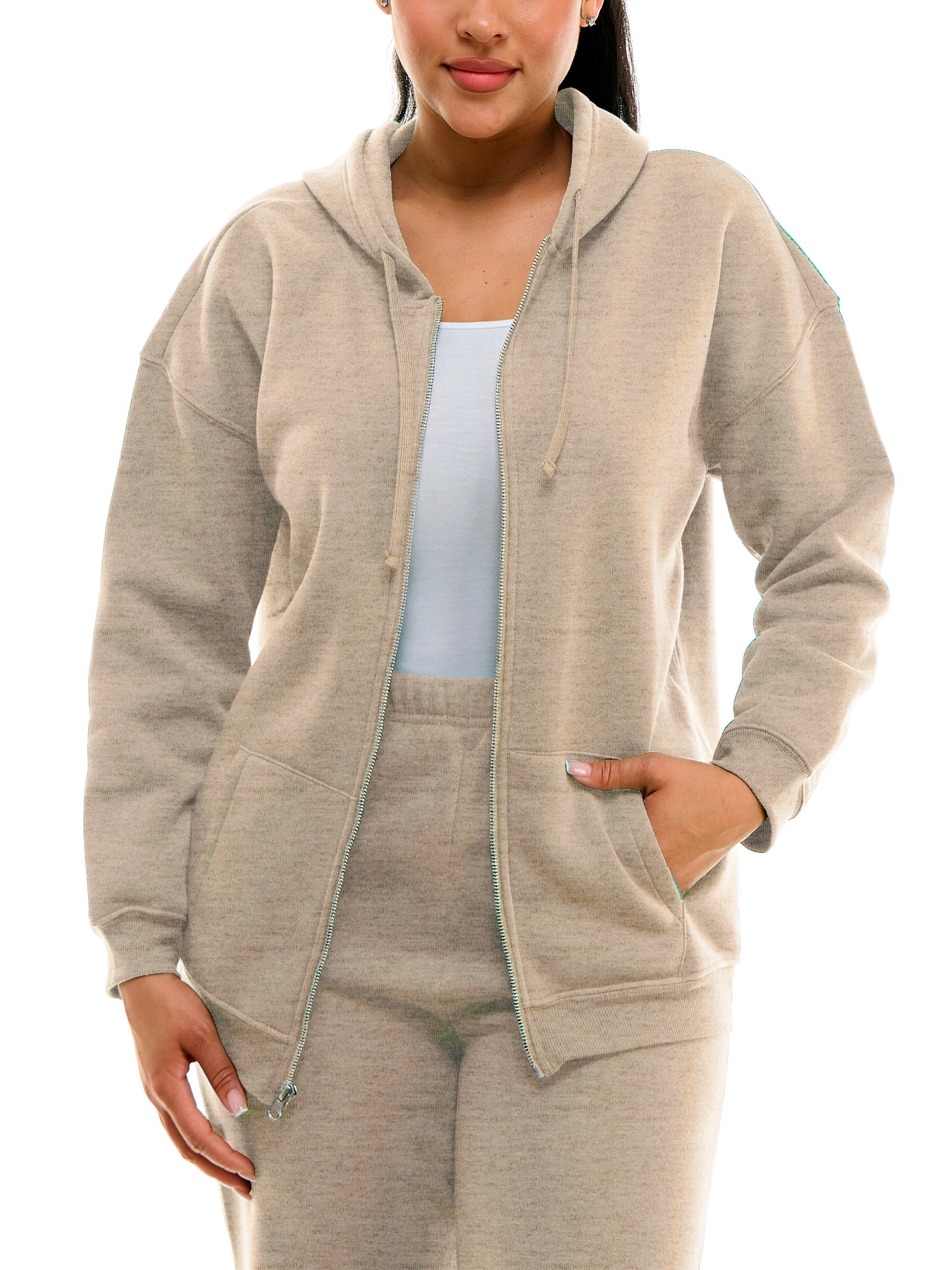 Derek Heart Junior's Oversized Zip-up Hoodie with Drop Shoulder and  Kangaroo pocket, Boyfriend fit - Walmart.com