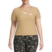 Derek Heart Junior's Plus Size Short Sleeve Cutout Top