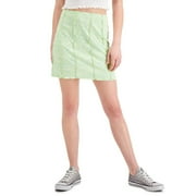 DEREK HEART Juniors' Exposed Seams Mini Skirt Green Spacedye B4HP (Juniors,M)