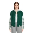 Derek Heart Juniors’ Oversized Varsity Boyfriend Jacket with Hood