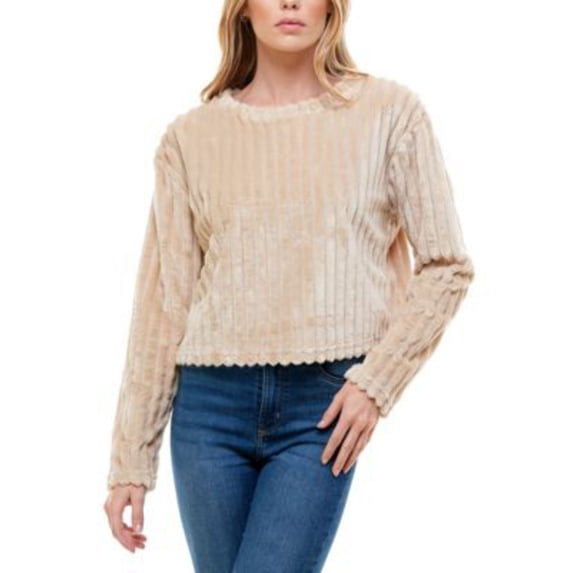 Derek Heart Juniors' Ribbed Faux-Fur Top S