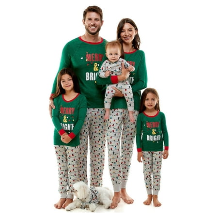 Derek Heart Merry and Bright Matching Family Christmas Pajamas, 2-Piece