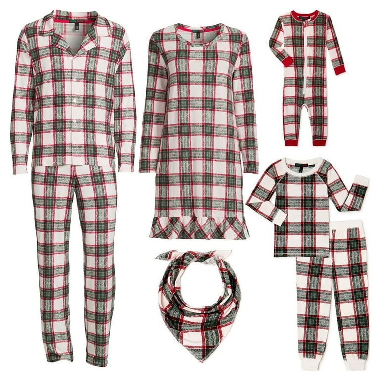 Derek Heart Notch Plaid Collar Family Matching Pajamas Set