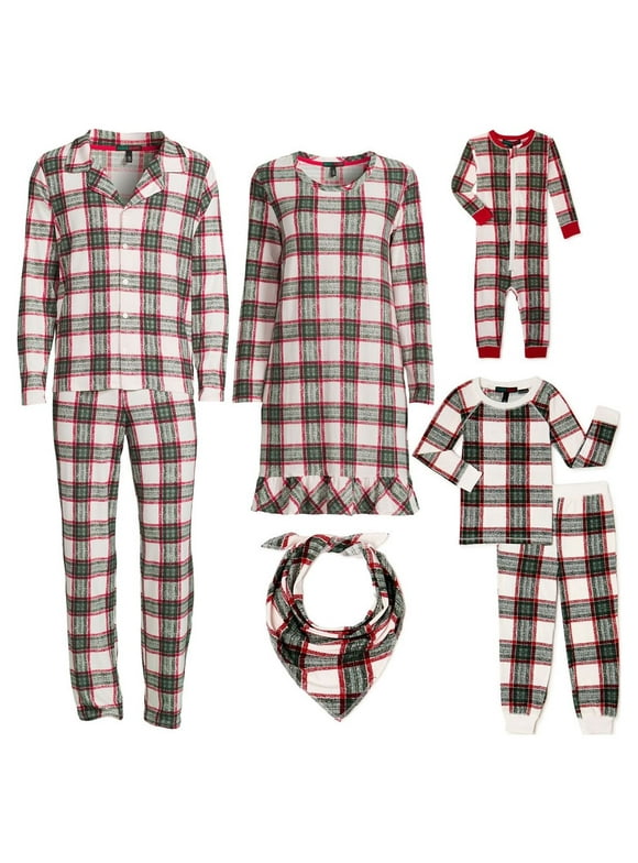 Derek Heart Notch Plaid Collar Family Matching Pajamas Set