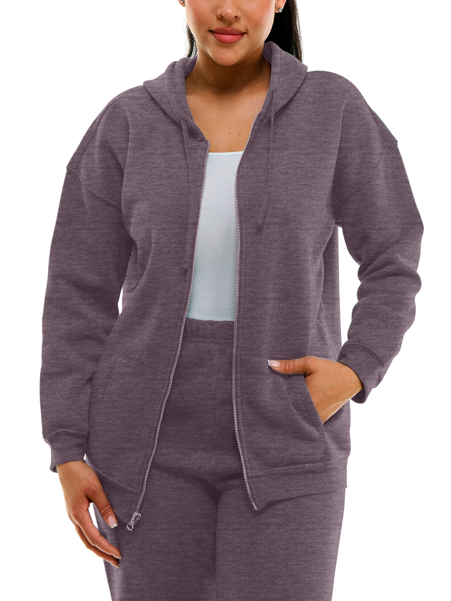 Derek Heart Oversized Zip up Hoodie with Drop Shoulder and Kangaroo Pocket Boyfriend Fit