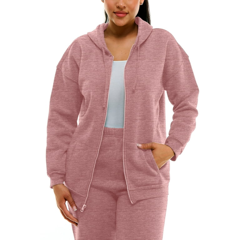 Derek Heart Oversized Zip up Hoodie with Drop Shoulder and Kangaroo Pocket Boyfriend Fit Walmart