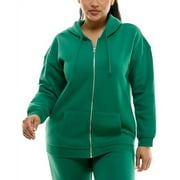 Derek Heart Oversized Zip-up Hoodie with Drop Shoulder and Kangaroo pocket, Boyfriend fit, Medium, Shady Glade