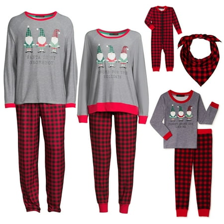 Derek Heart Pet Holiday Matching Family Pajamas Buffalo Check Bandana