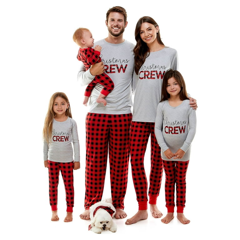 Derek Heart Pet Plaid Christmas Crew Matching Family Pajamas Bandana 