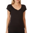 thumbnail image 1 of Aveto Juniors the Basic V-Neck Tee, Black, S, 1 of 3