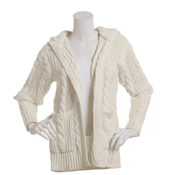 Derek Heart Trendy Plus Fluffy Chenille Hooded Cardigan