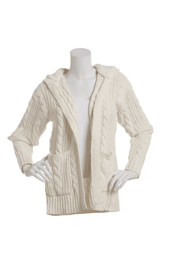 Trendy Plus Fluffy Chenille Hooded Cardigan