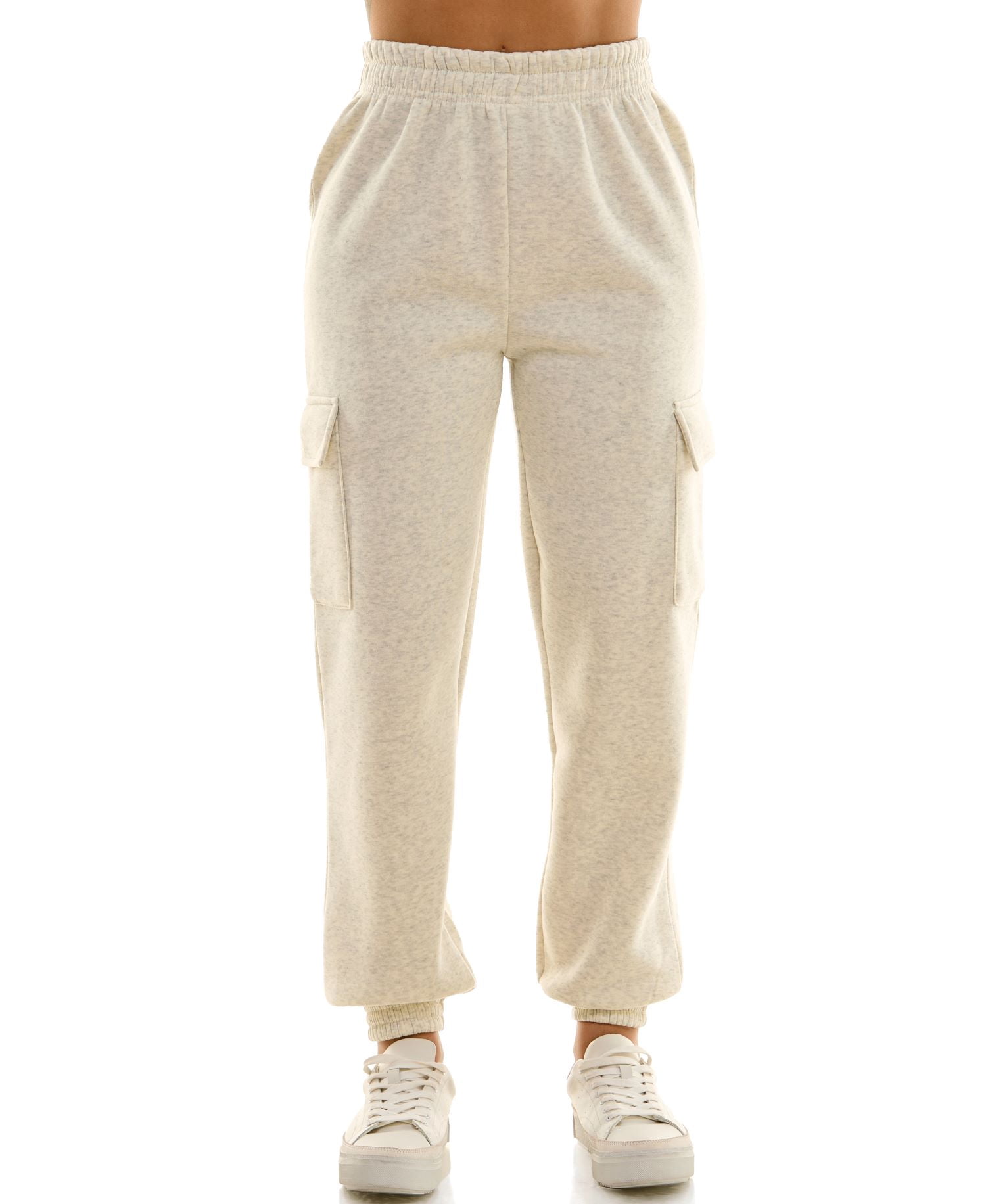 Derek Heart Woman's High Rise Fleece Jogger Pants, Oatmeal Heather ...