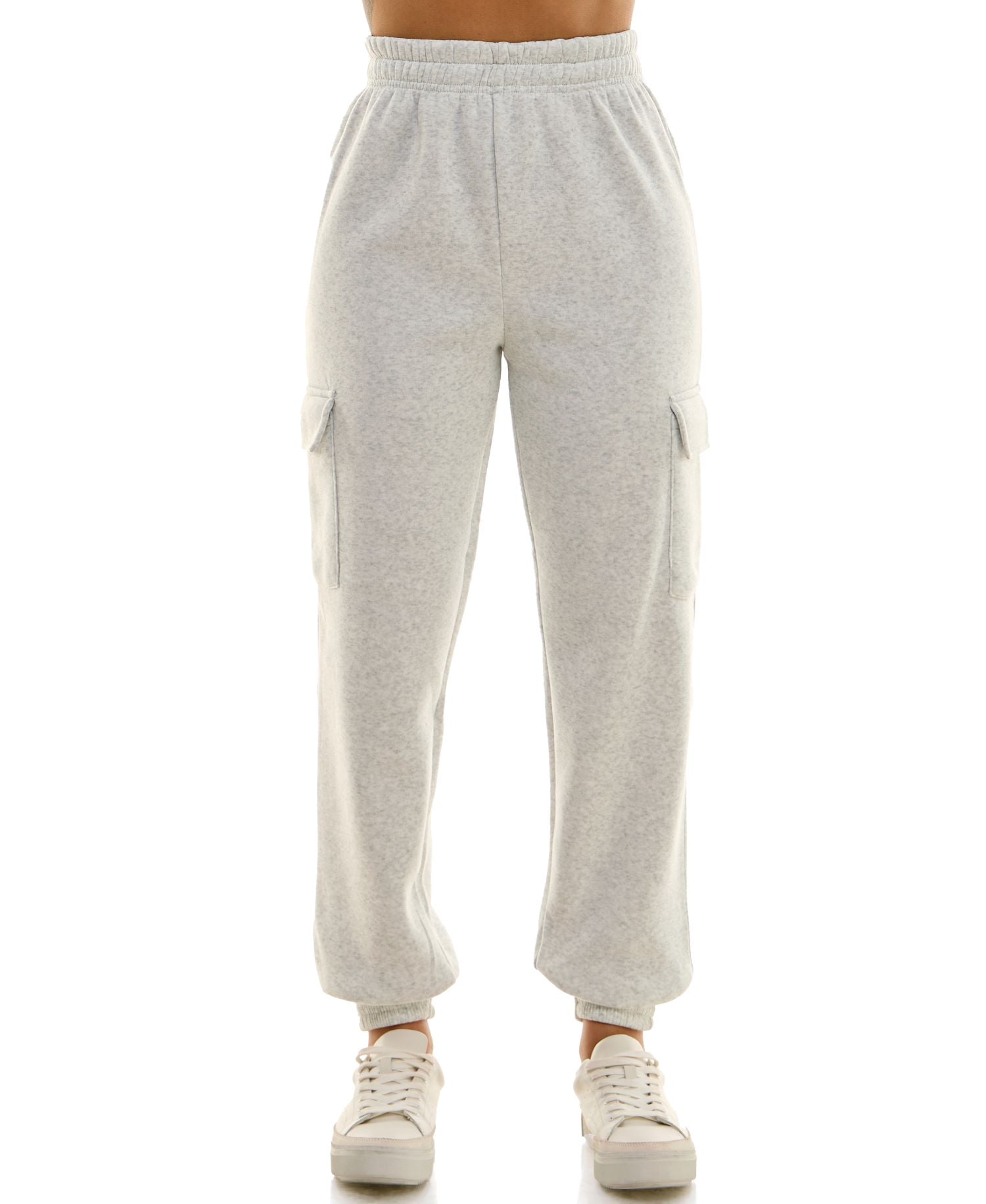 Derek Heart Woman's High Rise Fleece Jogger Pants, Quiet Heather Gray ...