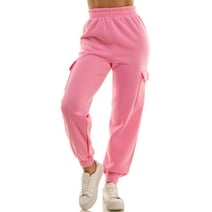 Derek Heart Woman's High Rise Fleece Jogger Pants, Sachet Pink, Medium