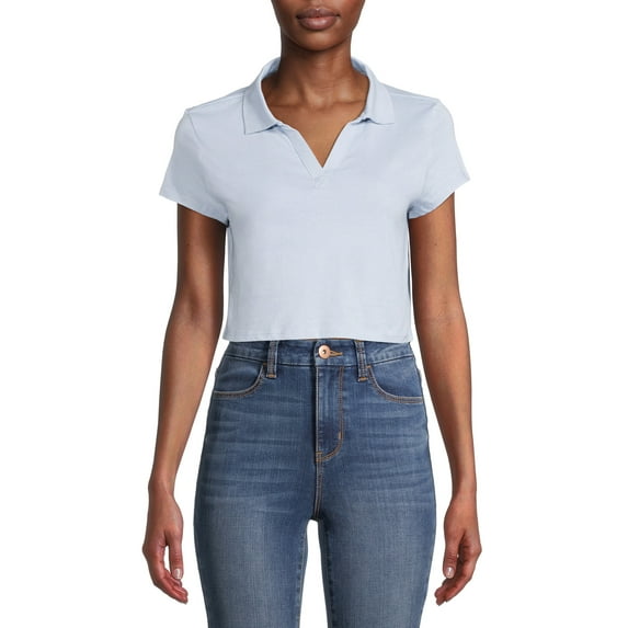 Derek Heart Women's Junior' Relaxed Baby Short Sleeve Johnny Polo