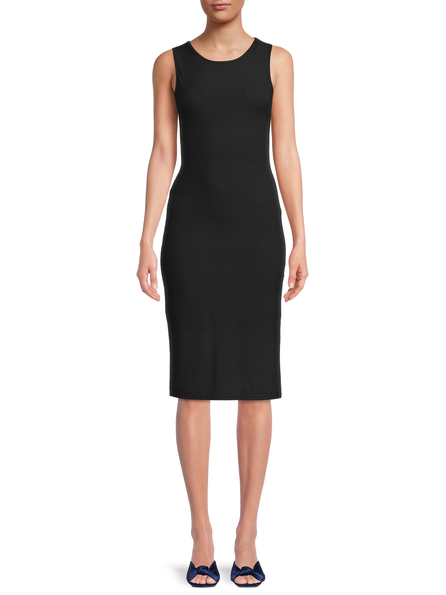 Derek Heart Women's Junior Sleeveless Tank Ribbed Bodycon Midi Dress with Side Slit
