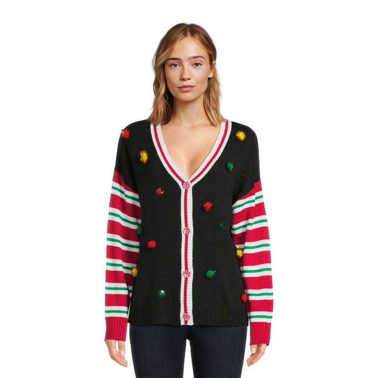 Derek Heart Women s Juniors Christmas Cardigan Walmart