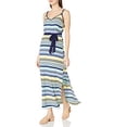 thumbnail image 1 of Derek Heart Women's Strappy Maxi Dress W/Side Suits and Solid Waist Tie, Blue Depth, L, 1 of 1
