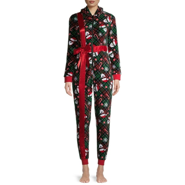 Derek Heart Women's and Women's Plus Christmas Present Pajamas Union Suit