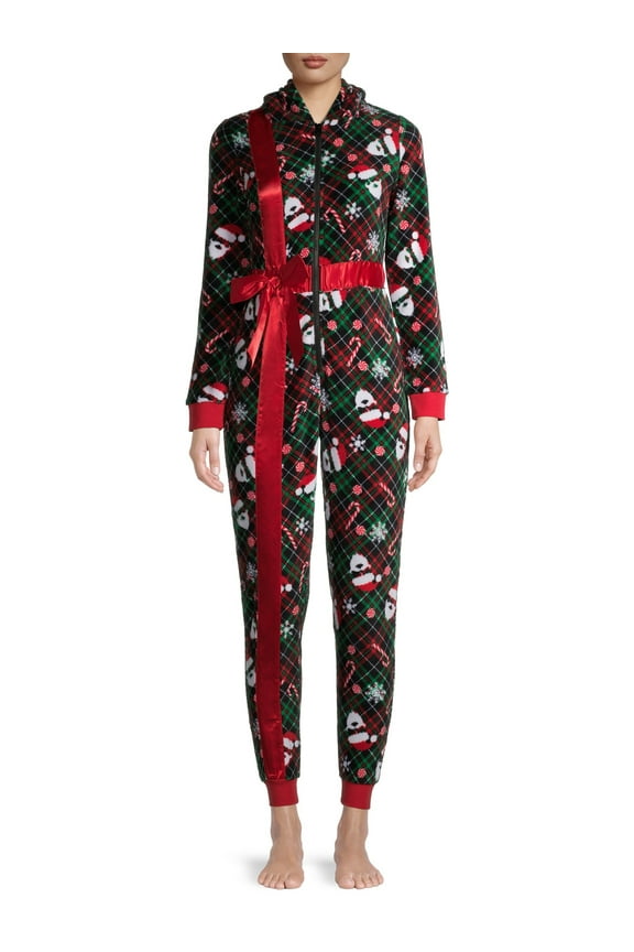 Women's and Women's Plus Christmas Present Pajamas Union Suit