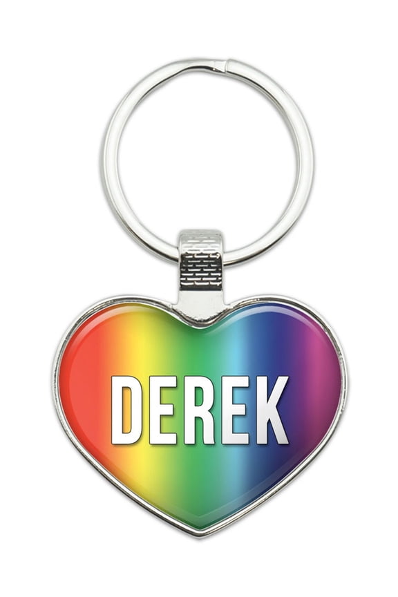 Derek I Love Name Heart Metal Key Chain