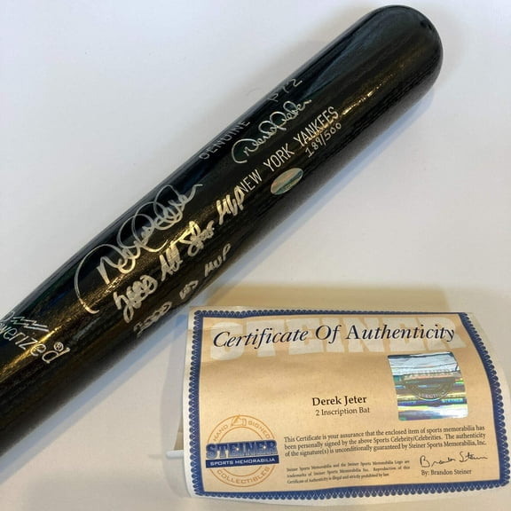 Derek Jeter "2000 All Star Game World Series MVP" Signed Bat Steiner COA