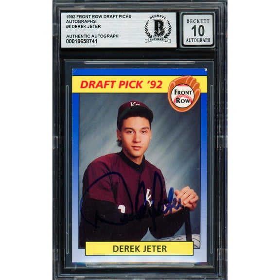 Derek Jeter Autographed 1992 Front Row Rookie Card #55 New York Yankees Auto Grade Gem Mint 10 Beckett BAS #19658741